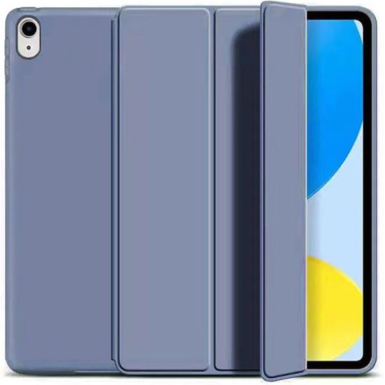 Samsung Galaxy Tab A8 10.5 (2021) X200 / X205 Tri-fold Stand CaseFlip Cover Μωβ Color and Back Silicone Transparent (oem)