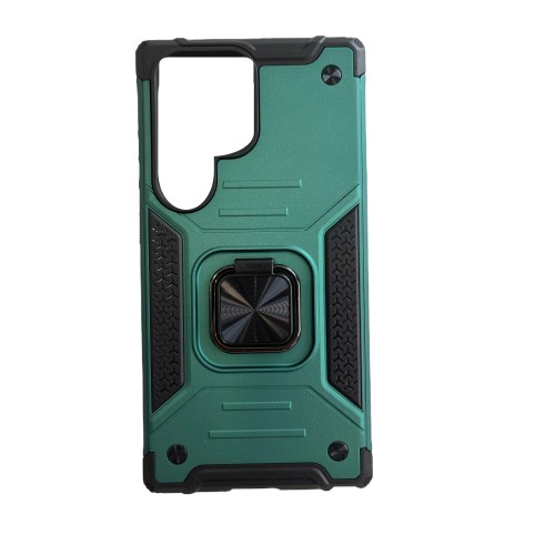 Galaxy S24 Ultra HYBRID SHOCKPROOF ARMOR CASE METAL ROTATING RING CAR MOUNT HOLDER ΠΡΑΣΙΝΟ (OEM)