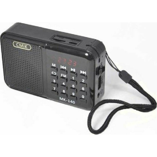 CMiK MK-140 Ραδιοφωνάκι Επαναφορτιζόμενο με USB Μαύρο Black