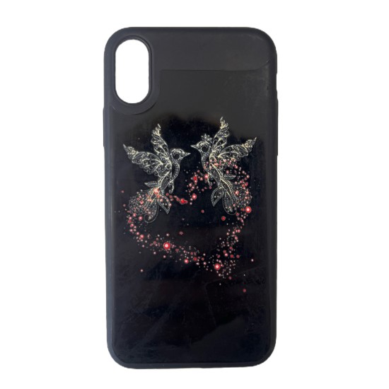 BACK COVER ΣΙΛΙΚΟΝΗΣ MATTE ΜΑΥΡΟ ΜΕ ΣΧΕΔΙΟ (iPhone X/Xs)