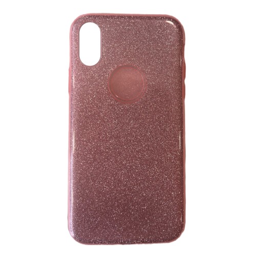 BACK COVER ΣΙΛΙΚΟΝΗΣ GLITTER ΡΟΖ (iPhone X/Xs)