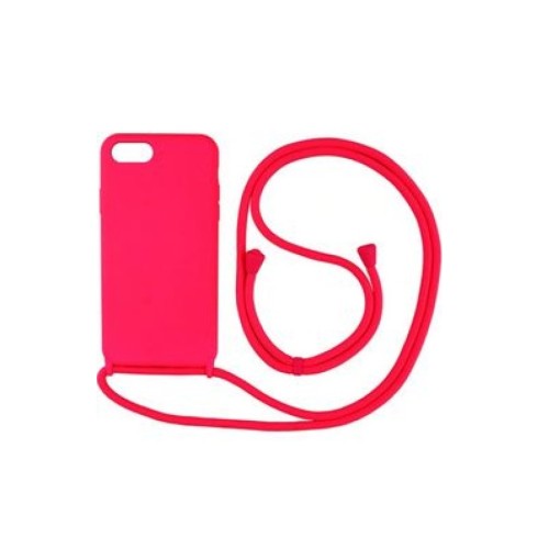 OEM Cord Silicone Case Γαλάζια Θήκη Για Apple iPhone 7 / 8 / Se 2020 Με Λουράκι Φούξια