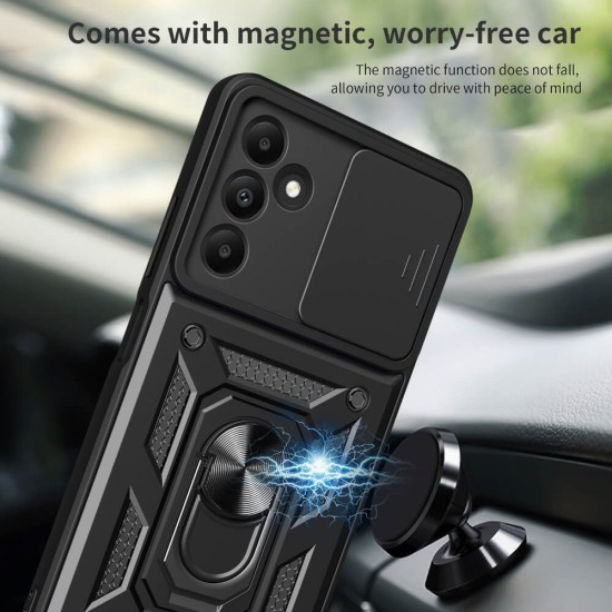 Hybrid Shockproof Ring Back Cover Συνθετική Ανθεκτική Μαύρο (Galaxy A17)