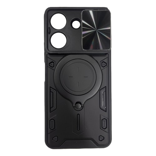 Hybrid Shockproof Ring Back Cover Συνθετική Ανθεκτική Μαύρο (Redmi 13C)