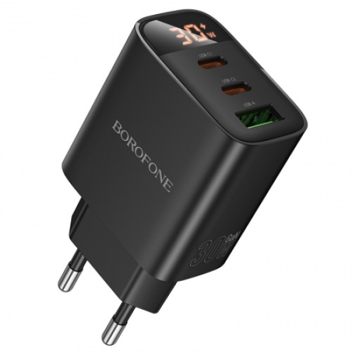 Φορτιστής Τοίχου Borofone 30W PD – 2x USB-C & USB-A – Ταχεία Φόρτιση, LED Οθόνη & για iPhone, Android, Tablet Φορτιστής Τοίχου Borofone 30W PD – 2x USB-C & USB-A – Ταχεία Φόρτιση, LED Οθόνη & για iPhone, Android, Tablet