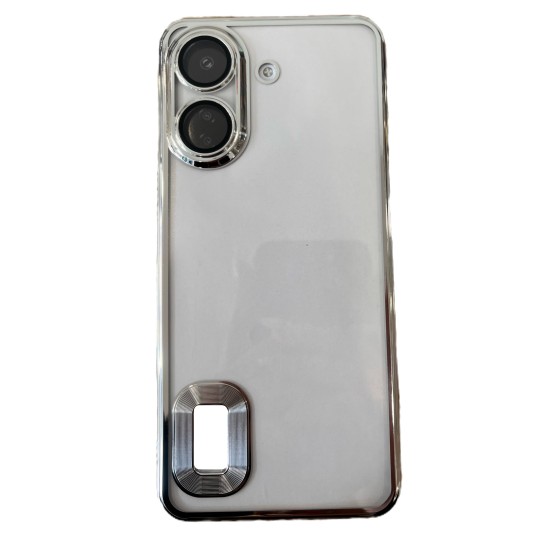 Luxury Soft Electroplated Phone Case For Poco C65 Hollow Out Silicone Cases Cover - Ασημί