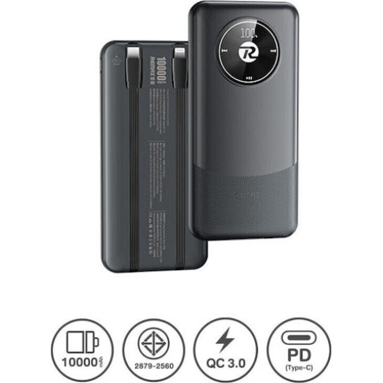 Remax Energy Eye Fast RPP-37 Power Bank 10000mAh με Θύρα USB-A και Θύρα USB-C Power Delivery Μαύρο