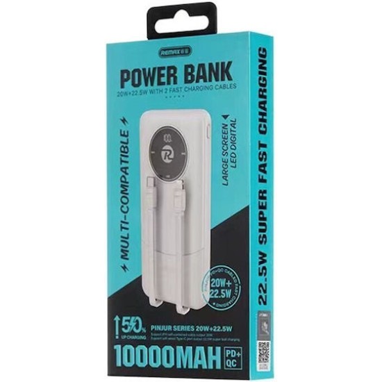 Remax Energy Eye Fast RPP-37 Power Bank 10000mAh με Θύρα USB-A και Θύρα USB-C Λευκό