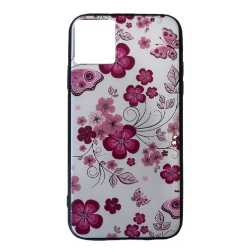 Back Cover Σιλικόνης Άσπρο με Σχέδιο Flowers (iPhone 11 Pro)