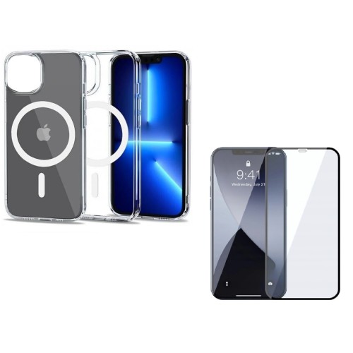 Magsafe Back Cover Διάφανο + Full Tempered Glass (iPhone 11)