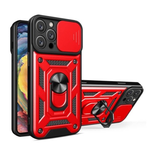 Hybrid Armor Camshield Back Cover Πλαστικό / Σιλικόνης Ανθεκτική Κόκκινο (iPhone 15 Pro)