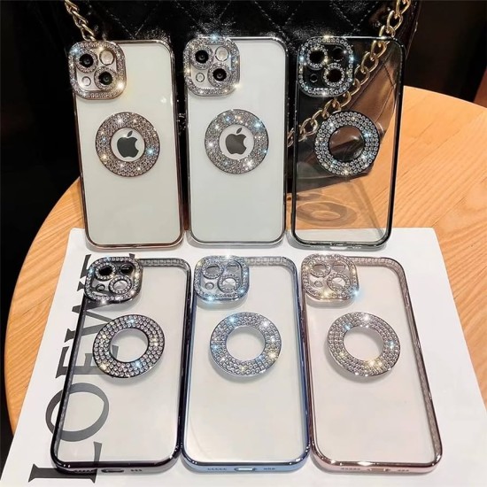 Luxury Plating Flash Diamond Silicone Phone Case For iPhone 14 Pro Max - Ασημί Luxury Plating Flash Diamond Silicone Phone Case For iPhone 14 Pro Max - Ασημί