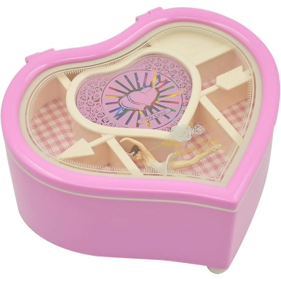 Heart Shaped Dancing Ballerina Music Box Musical Jewelry Box 