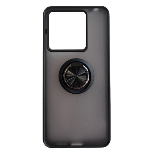 Hybrid Shockproof Armor Ring Back Cover Πλαστικό Ημιδιάφανο Μαύρο για Redmi Note 13 5G