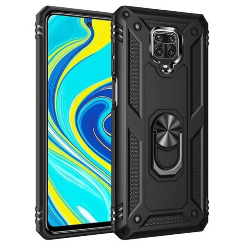 Redmi Note 9S / Note 9 Pro HYBRID SHOCKPROOF ARMOR CASE METAL ROTATING RING CAR MOUNT HOLDER BLACK (OEM)