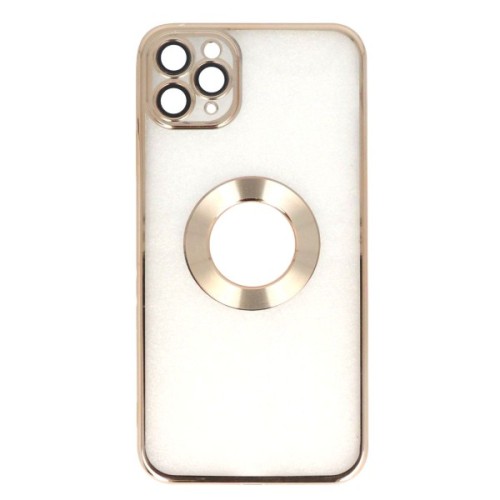 Electroplated Clear Case With Logo Ring For iPhone 12 Transparent / Gold