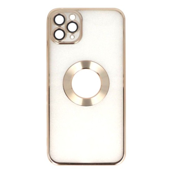 Electroplated Clear Case With Logo Ring For iPhone 12 Transparent / Gold