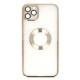 Electroplated Clear Case With Logo Ring For iPhone 12 Transparent / Gold