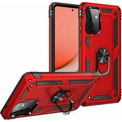 Θήκη Hybrid Shockproof Armor Case 360 Metal Rotating Ring-Car Holder Samsung Galaxy Α72 κόκκινο