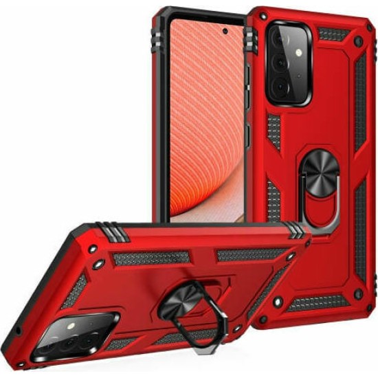 Θήκη Hybrid Shockproof Armor Case 360 Metal Rotating Ring-Car Holder Samsung Galaxy Α72 κόκκινο
