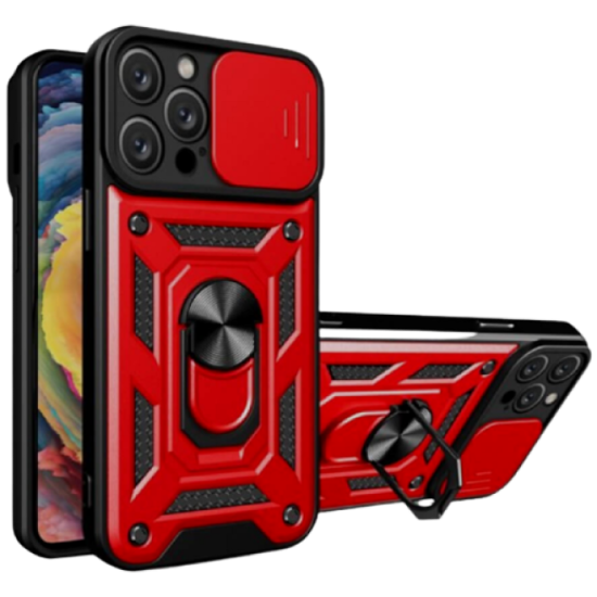 iPhone 15 Pro Hybrid Shockproof Armor Case Metal Rotating Ring Car Mount Holder Red με Κάλυψη Κάμερας (oem) iPhone 15 Pro Hybrid Shockproof Armor Case Metal Rotating Ring Car Mount Holder Red με Κάλυψη Κάμερας (oem)