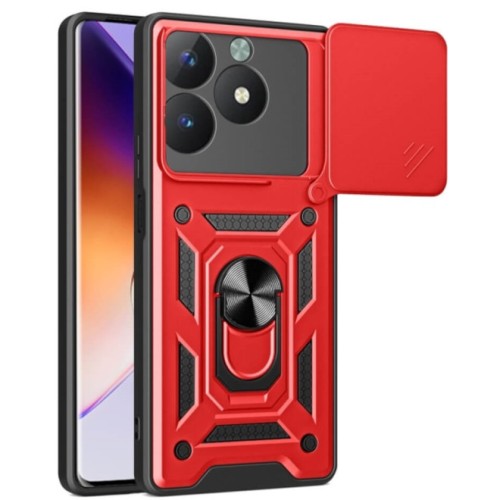 Hybrid Shockproof Ring Back Cover Συνθετική Ανθεκτική Κόκκινο Redmi Note 14 5G