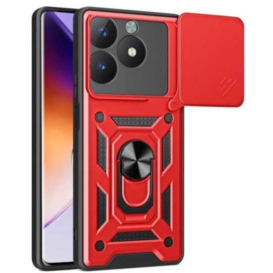 Hybrid Shockproof Ring Back Cover Συνθετική Ανθεκτική Κόκκινο Redmi Note 14 5G