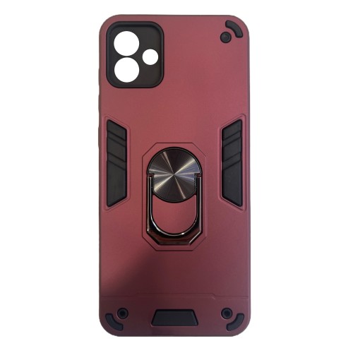 Samsung Galaxy A04 Hybrid Shockproof Armor Case Stand Metal Ring and Car Mount Holder Μπορντό (oem)