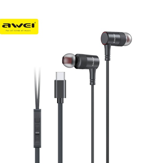 Awei PC-10T In-ear Handsfree Ακουστικά με Βύσμα USB-C Μαύρο - Χρυσό