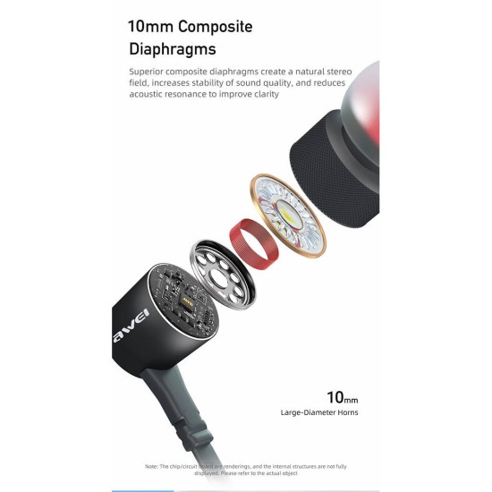 Awei PC-10T In-ear Handsfree Ακουστικά με Βύσμα USB-C Μαύρο - Χρυσό