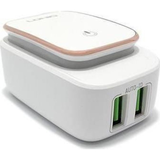 Ldnio Φορτιστής Χωρίς Καλώδιο με 2 Θύρες USB-A Λευκός (A2205)