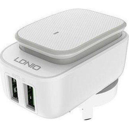 Ldnio Φορτιστής Χωρίς Καλώδιο με 2 Θύρες USB-A Λευκός (A2205)