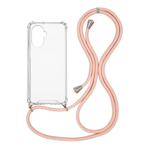 Back Cover Σιλικόνης με Λουράκι Διάφανο / Ροζ (Huawei Nova Y70)