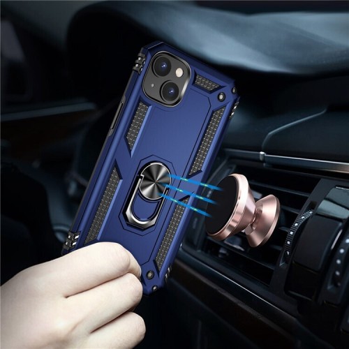 Hybrid Shockproof Armor Case With Rotating Ring για iPhone 16 - Μαύρο