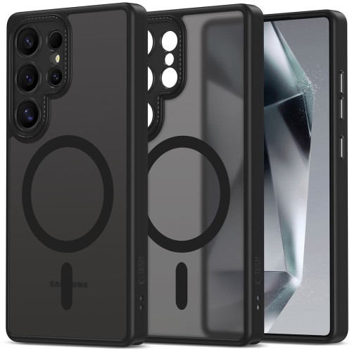 Θήκη Galaxy S25 Ultra Matte Magnetic Series συμβατό με MagSafe φορτιστή, Πλάτη αντικραδασμική από Premium TPU μαύρο