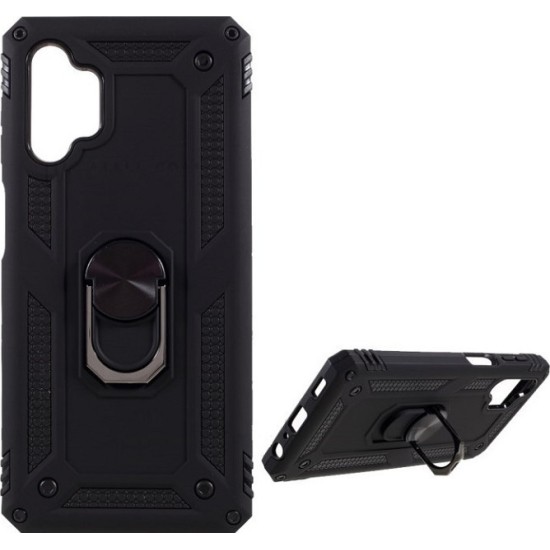 Samsung Galaxy A32 5G Hybrid Shockproof Armor Case Metal Rotating Ring Car Mount Holder Black (oem)