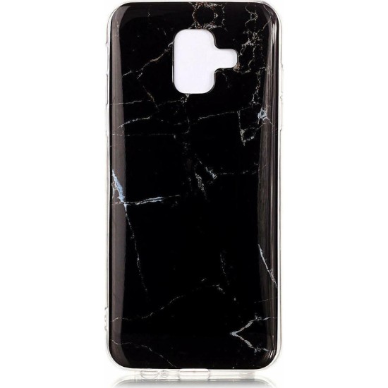 Samsung Galaxy A6 Plus 2018 Case Θήκη Σιλικόνης Marble Black Back Cover (oem)