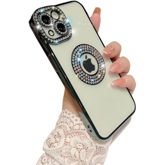 Luxury Plating Flash Diamond Silicone Phone Case For iPhone 14 Pro Max - Μαύρο