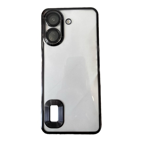 Luxury Soft Electroplated Phone Case For Redmi 13C Hollow Out Silicone Cases Cover - Μαύρο