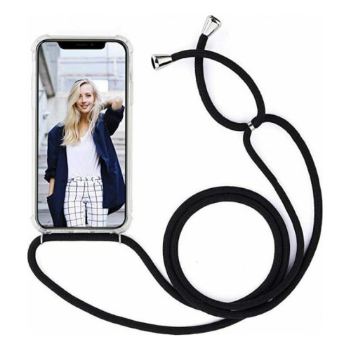 FORCELL CORD BACK COVER ΣΙΛΙΚΟΝΗΣ ΜΕ ΛΟΥΡΑΚΙ ΔΙΑΦΑΝΟ / ΜΑΥΡΟ (IPHONE 13)