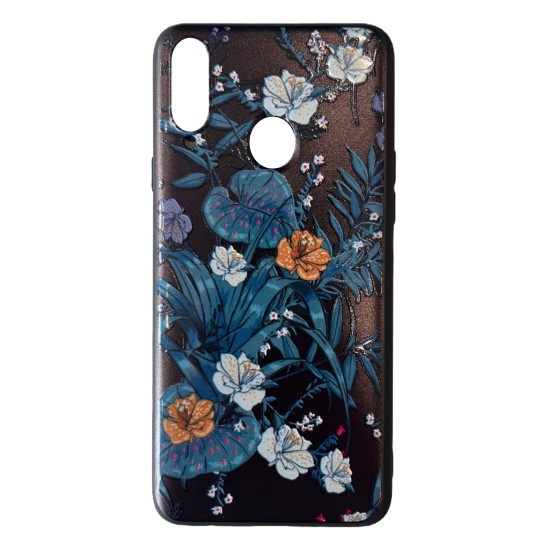 Flowers Back Cover Σιλικόνης Μαύρο (Galaxy A20s)
