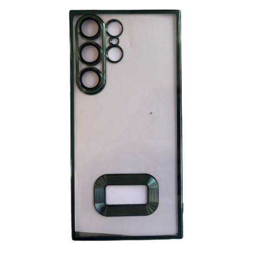 Luxury Soft Electroplated Phone Case For Galaxy S23 Ultra Hollow Out Silicone Cases Cover Διάφανο - Πράσινο