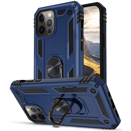 Hybrid Shockproof Armor Case With Rotating Ring για iPhone 14 Pro - Μπλε