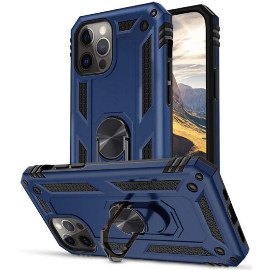 Hybrid Shockproof Armor Case With Rotating Ring για iPhone 14 Pro - Μπλε
