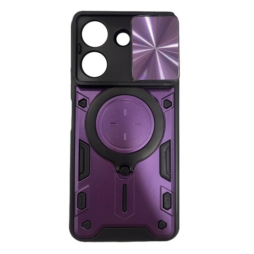 Hybrid Shockproof Ring Back Cover Συνθετική Ανθεκτική Μωβ (Poco C65)
