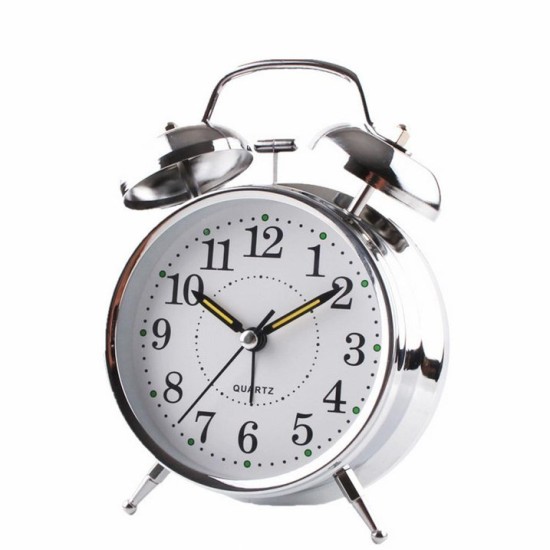 Fancy Twin Bell Alarm Clock Silver