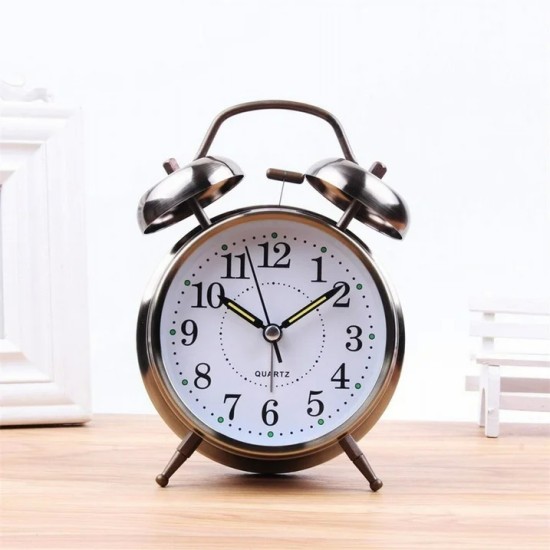 Fancy Twin Bell Alarm Clock Silver
