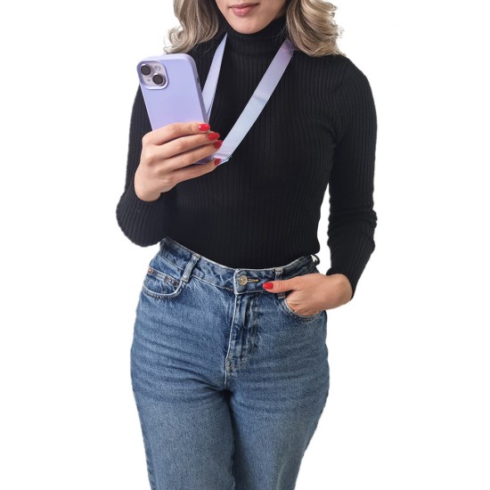 Θήκη Σιλικόνης με Strap CarryHang Apple iPhone 16 Pro Λιλά