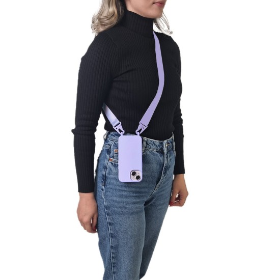Θήκη Σιλικόνης με Strap CarryHang Apple iPhone 16 Pro Λιλά