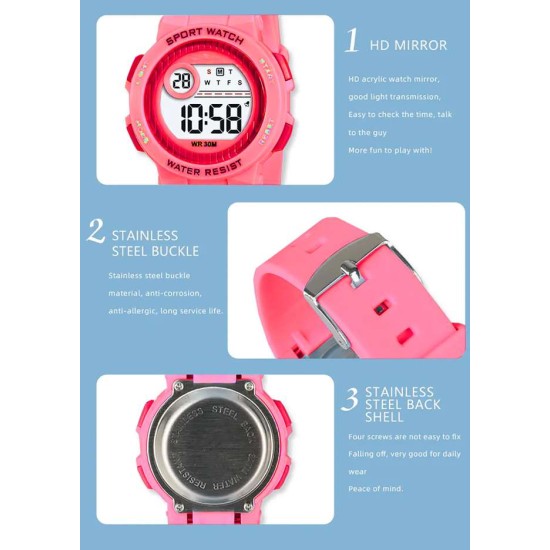 Αδιάβροχο Παιδικό Ρολόι  Digital Sports Watch - Γαλάζιο
